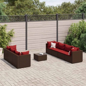 vidaXL, vidaXL 8-tlg. Garten-Lounge-Set mit Kissen Braun Poly Rattan