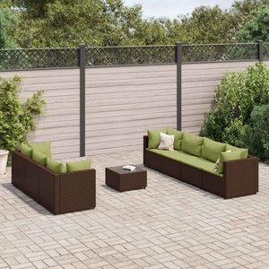 vidaXL, vidaXL 8-tlg. Garten-Lounge-Set mit Kissen Braun Poly Rattan