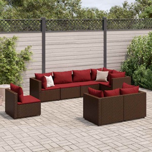 vidaXL, vidaXL 8-tlg. Garten-Lounge-Set mit Kissen Braun Poly Rattan