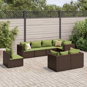 vidaXL, vidaXL 8-tlg. Garten-Lounge-Set mit Kissen Braun Poly Rattan