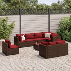 vidaXL, vidaXL 9-tlg. Garten-Lounge-Set mit Kissen Braun Poly Rattan