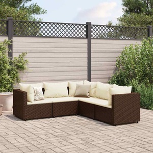 vidaXL, vidaXL 5-tlg. Garten-Lounge-Set mit Kissen Braun Poly Rattan