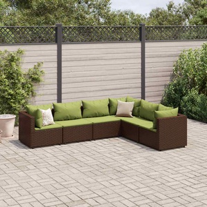 vidaXL, vidaXL 6-tlg. Garten-Lounge-Set mit Kissen Braun Poly Rattan