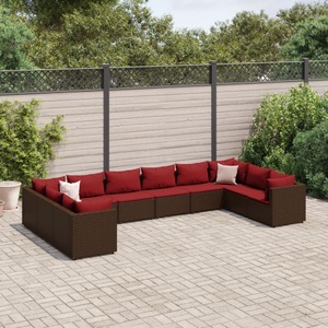 vidaXL, vidaXL 10-tlg. Garten-Lounge-Set mit Kissen Braun Poly Rattan