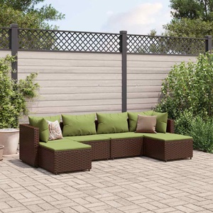 vidaXL, vidaXL 6-tlg. Garten-Lounge-Set mit Kissen Braun Poly Rattan