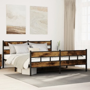 vidaXL, vidaXL Metallbett ohne Matratze Räuchereiche 200x200 cm, vidaXL Metallbett ohne Matratze Räuchereiche 200x200 cm