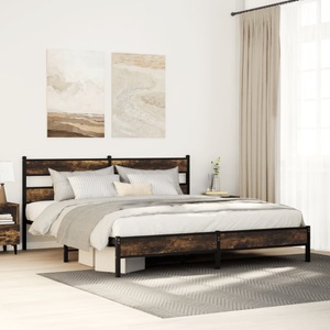 vidaXL, vidaXL Metallbett ohne Matratze Räuchereiche 193x203 cm