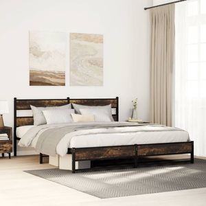vidaXL, vidaXL Metallbett ohne Matratze Räuchereiche 183x213 cm