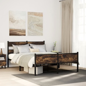 vidaXL, vidaXL Metallbett ohne Matratze Räuchereiche 160x200 cm