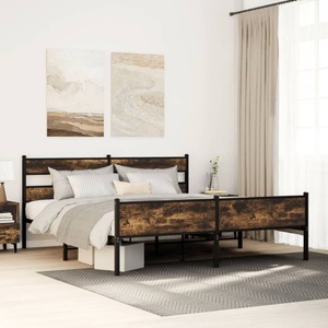 vidaXL, vidaXL Metallbett ohne Matratze Räuchereiche 180x200 cm, vidaXL Metallbett ohne Matratze Räuchereiche 180x200 cm