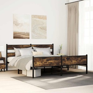 vidaXL, vidaXL Metallbett ohne Matratze Räuchereiche 183x213 cm
