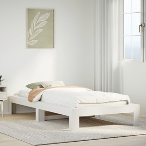 vidaXL, vidaXL Massivholzbett ohne Matratze Weiß 90x200 cm Kiefernholz