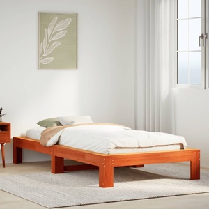 vidaXL, vidaXL Massivholzbett ohne Matratze Wachsbraun 90x200 Kiefernholz