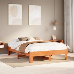 vidaXL, vidaXL Massivholzbett ohne Matratze Wachsbraun 160x200 Kiefernholz