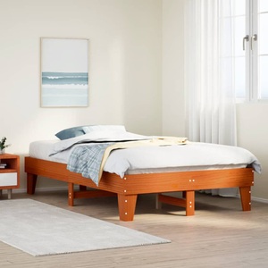 vidaXL, vidaXL Massivholzbett ohne Matratze Wachsbraun 135x190 cm Kiefernholz