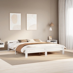 vidaXL, vidaXL Massivholzbett ohne Matratze Weiß 200x200 cm Kiefernholz