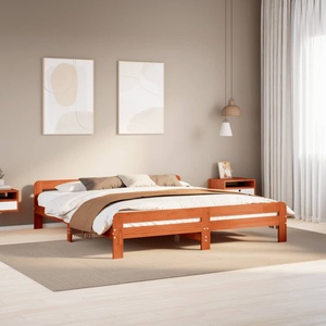 vidaXL, vidaXL Massivholzbett ohne Matratze Wachsbraun 180x200 Kiefernholz