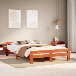 vidaXL, vidaXL Massivholzbett ohne Matratze Wachsbraun 160x200 Kiefernholz, vidaXL Massivholzbett ohne Matratze Wachsbraun 160x200 Kiefernholz