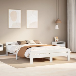 vidaXL, vidaXL Massivholzbett ohne Matratze Weiß 150x200 cm Kiefernholz