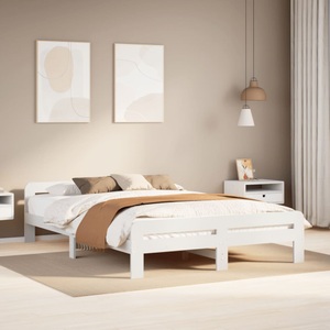 vidaXL, vidaXL Massivholzbett ohne Matratze Weiß 140x200 cm Kiefernholz