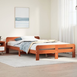 vidaXL, vidaXL Massivholzbett ohne Matratze Wachsbraun 120x200 cm Kiefernholz