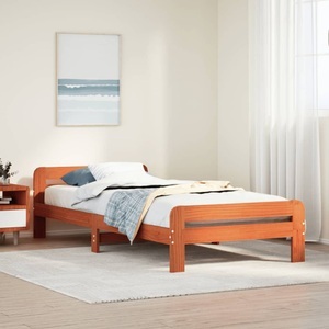 vidaXL, vidaXL Massivholzbett ohne Matratze Wachsbraun 100x200 Kiefernholz, vidaXL Massivholzbett ohne Matratze Wachsbraun 100x200 Kiefernholz