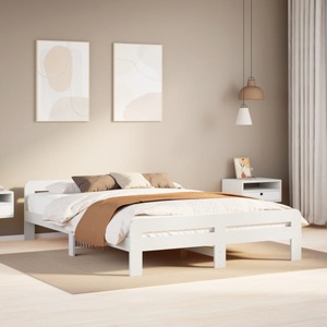 vidaXL, vidaXL Massivholzbett ohne Matratze Weiß 140x190 cm Kiefernholz