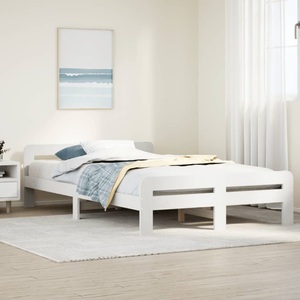 vidaXL, vidaXL Massivholzbett ohne Matratze Weiß 135x190 cm Kiefernholz
