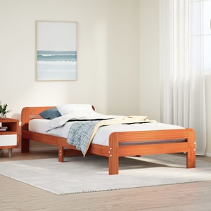vidaXL, vidaXL Massivholzbett ohne Matratze Wachsbraun 90x190 cm Kiefernholz