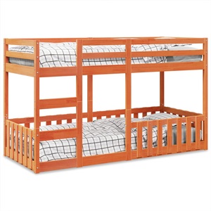 vidaXL, vidaXL Etagenbett Wachsbraun 80x200 cm Massivholz Kiefer, vidaXL Etagenbett Wachsbraun 80x200 cm Massivholz Kiefer