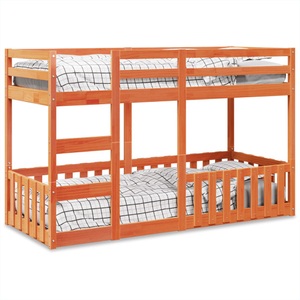 vidaXL, vidaXL Etagenbett Wachsbraun 90x190 cm Massivholz Kiefer