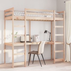 vidaXL, vidaXL Hochbett mit Schreibtisch 90x200 cm Massivholz Kiefer