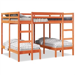 vidaXL, vidaXL Dreifach-Etagenbett Braun 140x200/70x140 cm Massivholz Kiefer, vidaXL Dreifach-Etagenbett Braun 140x200/70x140 cm Massivholz Kiefer
