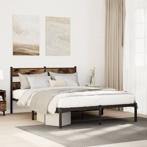 vidaXL, vidaXL Metallbett ohne Matratze Räuchereiche 140x200 cm, vidaXL Metallbett ohne Matratze Räuchereiche 140x200 cm