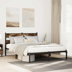vidaXL, vidaXL Metallbett ohne Matratze Räuchereiche 150x200 cm