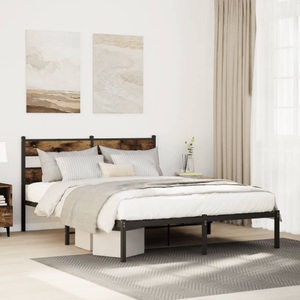 vidaXL, vidaXL Metallbett ohne Matratze Räuchereiche 160x200 cm