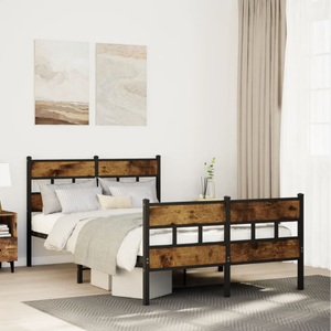 vidaXL, vidaXL Metallbett ohne Matratze Räuchereiche 120x190 cm