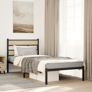 vidaXL, vidaXL Metallbett ohne Matratze Sonoma-Eiche 100x200 cm, vidaXL Metallbett ohne Matratze Sonoma-Eiche 100x200 cm