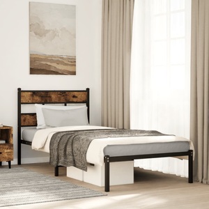 vidaXL, vidaXL Metallbett ohne Matratze Räuchereiche 100x200 cm, vidaXL Metallbett ohne Matratze Räuchereiche 100x200 cm