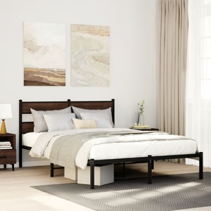 vidaXL, vidaXL Bettgestell ohne Matratze mit Kopfteil Braun Eiche 140x190 cm