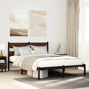 vidaXL, vidaXL Bettgestell ohne Matratze mit Kopfteil Braun Eiche 140x200 cm