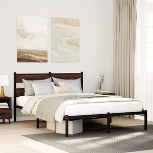 vidaXL, vidaXL Bettgestell ohne Matratze mit Kopfteil Braun Eiche 160x200 cm