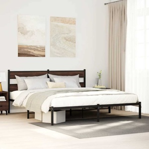 vidaXL, vidaXL Bettgestell ohne Matratze mit Kopfteil Braun Eiche 180x200 cm