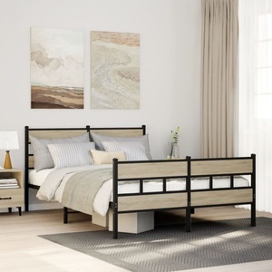 vidaXL, vidaXL Metallbett ohne Matratze Sonoma-Eiche 140x200 cm, vidaXL Metallbett ohne Matratze Sonoma-Eiche 140x200 cm