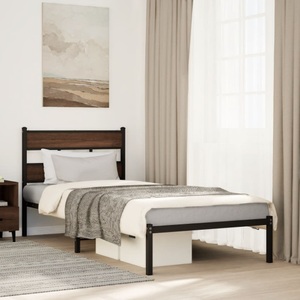 vidaXL, vidaXL Bettgestell ohne Matratze mit Kopfteil Braun Eiche 90x190 cm