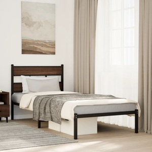 vidaXL, vidaXL Bettgestell ohne Matratze mit Kopfteil Braun Eiche 100x200 cm