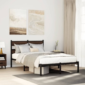 vidaXL, vidaXL Bettgestell ohne Matratze mit Kopfteil Braun Eiche 120x200 cm