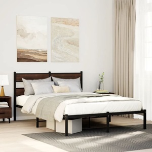 vidaXL, vidaXL Bettgestell ohne Matratze mit Kopfteil Braun Eiche 137x190 cm