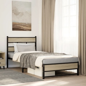 vidaXL, vidaXL Metallbett ohne Matratze Sonoma-Eiche 75x190 cm, vidaXL Metallbett ohne Matratze Sonoma-Eiche 75x190 cm