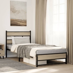 vidaXL, vidaXL Metallbett ohne Matratze Sonoma-Eiche 107x203 cm, vidaXL Metallbett ohne Matratze Sonoma-Eiche 107x203 cm
